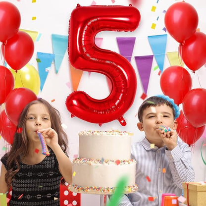 Red Number 5 Balloon 40 Inch, Big Large Foil Helium Number Balloons, Jumbo - Image 4