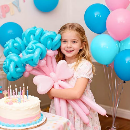 260 Teal Blue Long Balloons for Balloon Garland Thickening Skinny Latex - Image 5