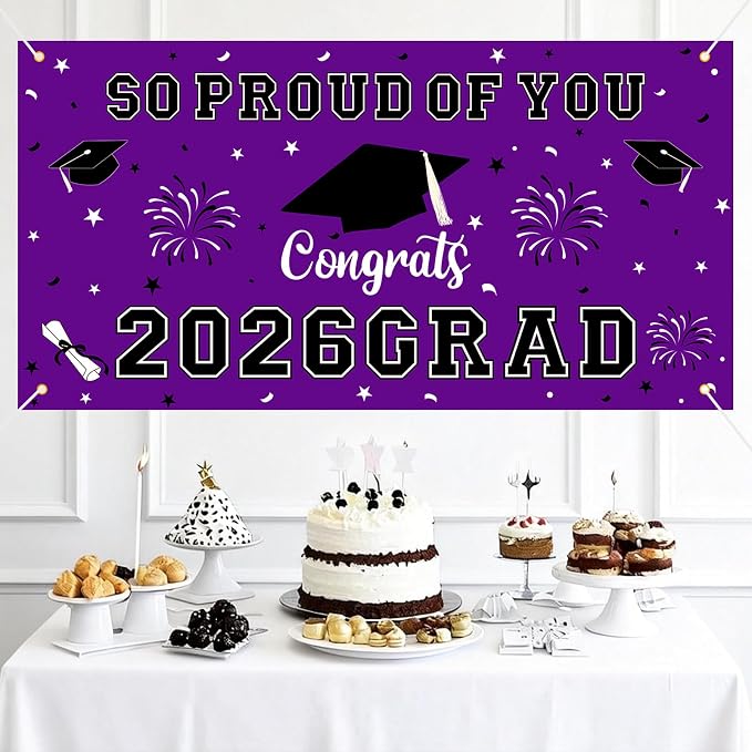 Graduation Decorations 2026 Purple Graduation Banner 66.1" x 33.8" Graduation - Image 6