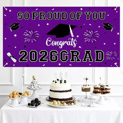 Graduation Decorations 2026 Purple Graduation Banner 66.1" x 33.8" Graduation - Image 6