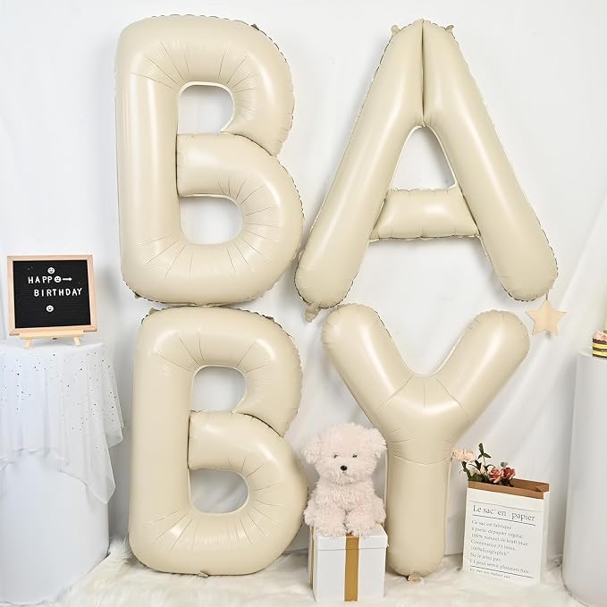 Cream D Letter Balloons, 40 Inch Letter D Balloon Beige, Helium Custom Letter - Image 3