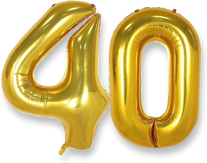 AULE 40 Inch Gold 40 Balloon Number Foil 0-9 Birthday Big Numbers | Birthday by AULE