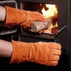 Welding Gloves Fire Heat Resistant 14IN Fireproof Leather for Welding Fire Pit Wood Stove Campfire Furnace BBQ Baking,Grill Oven Stick Mig Tig Gear Gift for Man L