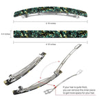 Long French Barrettes for Women Thin Thick Hair - Large 4 Inch Hair Clips Ponytail Clamp - Stylish Hair Accessories - 3Pcs (Black, Brown, Green)