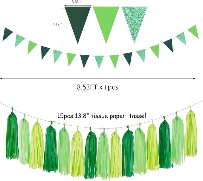 Green Party Decorations Tissue Pom-Poms - Image 3