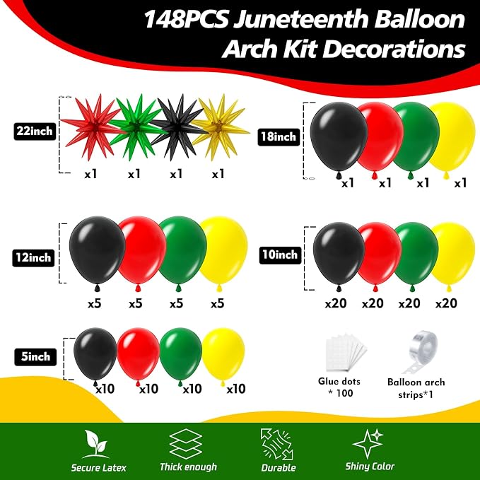 148Pcs Juneteenth Balloon Garland Arch Kit - Image 2