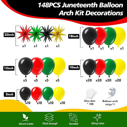 148Pcs Juneteenth Balloon Garland Arch Kit - Image 2
