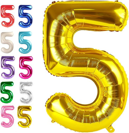 Gold Number 5 Balloon 40 inch, Balloon numbers party supplies, deco photo shoot by Upgesy