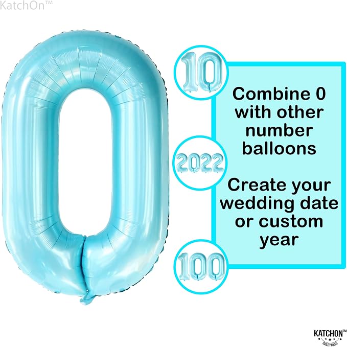 KatchOn Light Blue 0 Balloon Number 40 Inch | 0 Foil Balloon, Light Blue Zero - Image 8