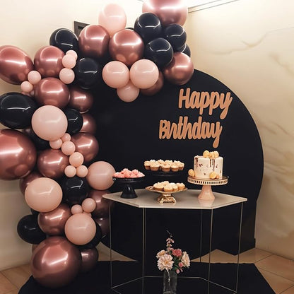 Black Rose Gold Balloons, Metallic Pearl Matte Confetti Balloon - Image 5