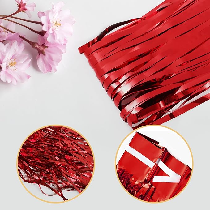 20 Pack Red Foil Fringe Curtains - Image 4