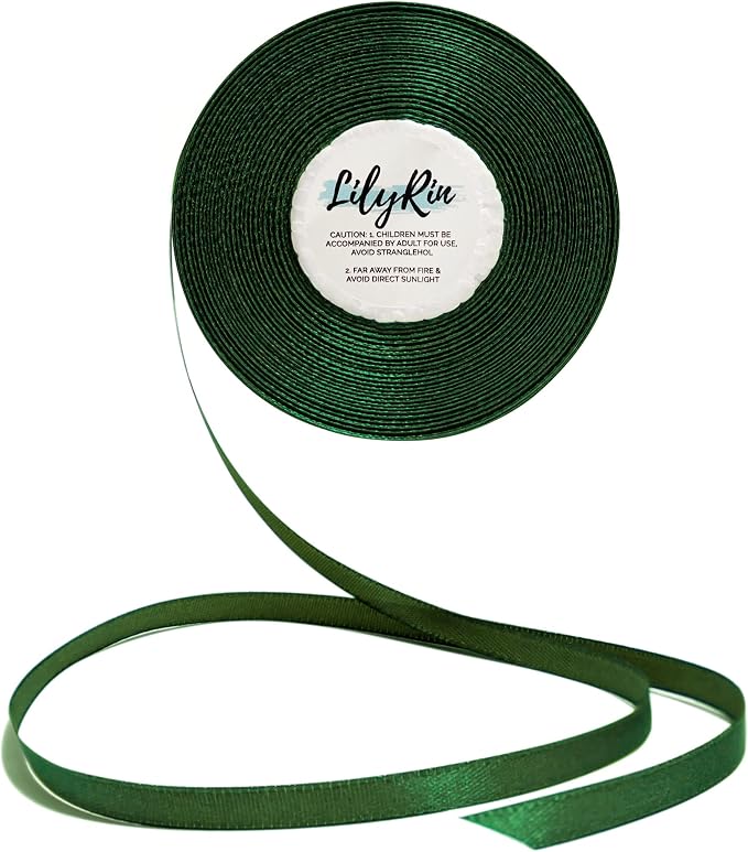 Dark Green Ribbon 1/4 Inches 36 Yards Satin Roll Perfect by LilyRin