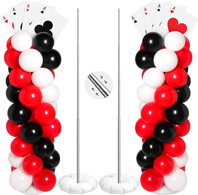 2 Sets Casino Theme Party Decoration Adjustable Poker Themed Balloon Column by Charnoel