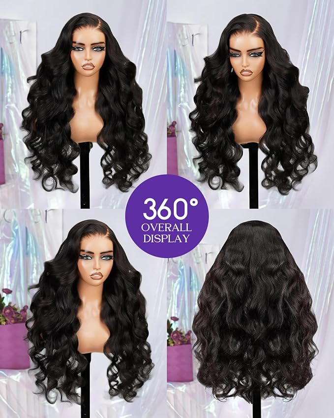 13x6 Body Wave Lace Front Wigs Human Hair Pre Plucked 180 Density HD Transparent Lace Frontal Wigs Human Hair for Women Glueless Wigs No Synthetic Blend Triple Lifespan 3X 20Inch