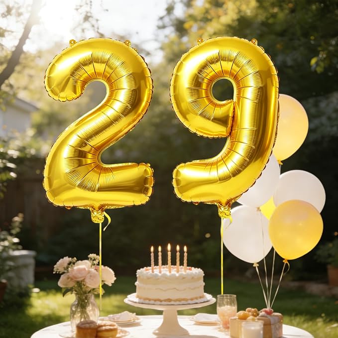 40 Inch Number 29 Balloons for 29th Birthday Party Decorations, 0-100 Gold - Image 3