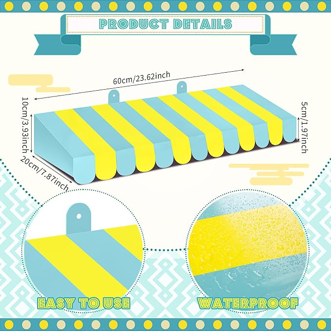 Boao 4 Pack Circus Awning Decoration 3D Stripe Cardboard Awning Carnival Wall - Image 2