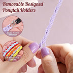3 Packs Ponytail Holders Hair Ties for Women, Spiral Pony Tails Elastic Braided Hair Holders for Gym Swimming Sports (3pcs16"colorful09)