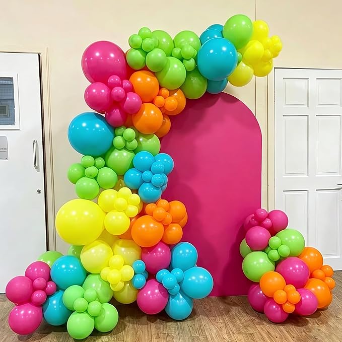 YMSZ Tropical Balloons Arch Kit, Hawaiian Rainbow Balloons | 136pcs Hot Pink - Image 6