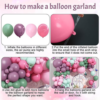 Fairy Balloon Arch Kit 120Pcs Sage Green Pink Purple Balloons Garland Dusty - Image 8