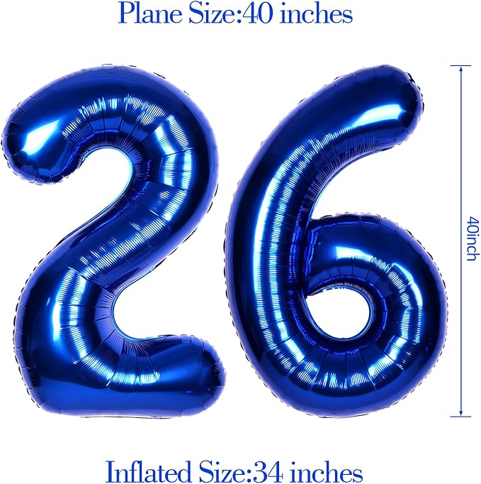 40 Inch Navy Blue Big Number 26 Balloon 0-9 Large Helium | Royal Blue Balloons - Image 6