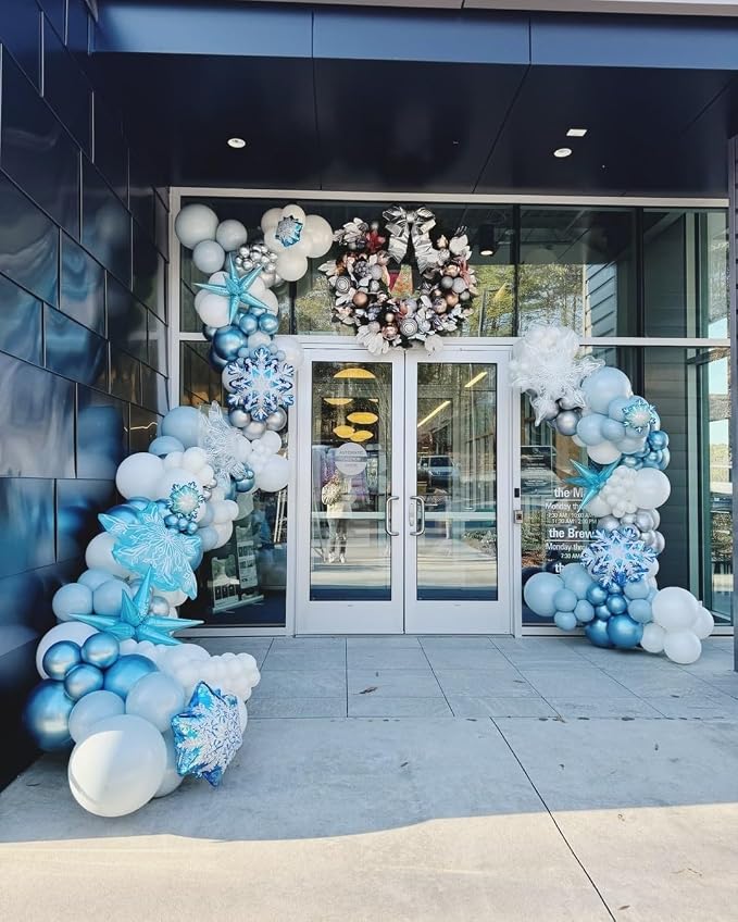 Blue and Silver Balloons Arch Kit, Baby Shower, Winter Wonderland Snow Theme - Image 4