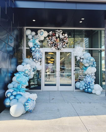 Blue and Silver Balloons Arch Kit, Baby Shower, Winter Wonderland Snow Theme - Image 4