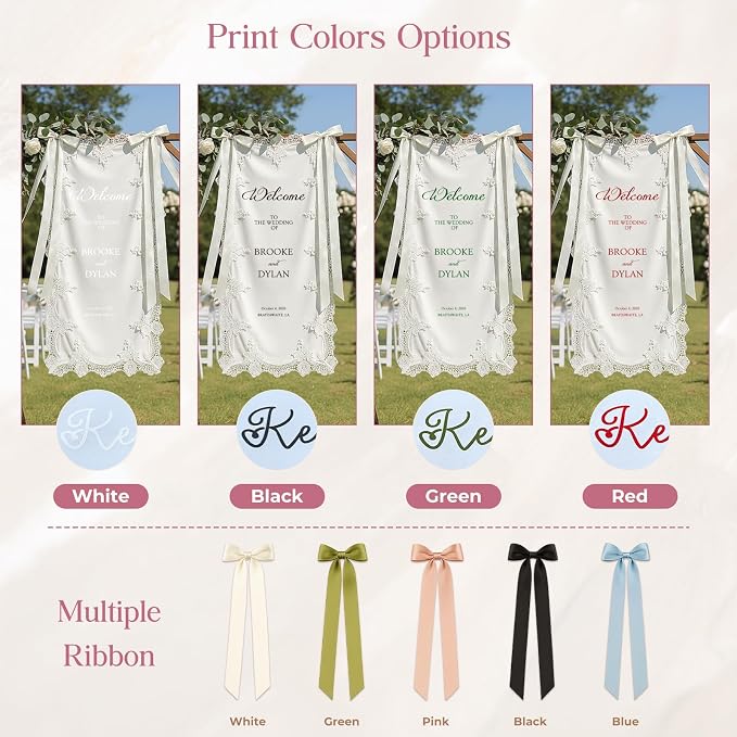Custom Wedding Welcome Sign Fabric Linen Banner - Image 6