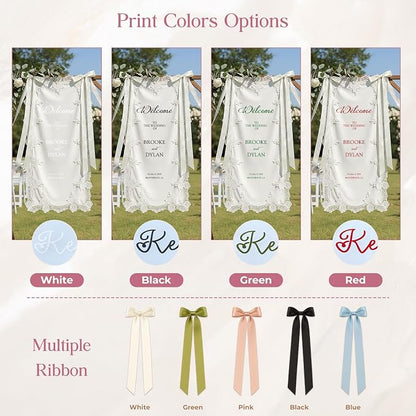 Custom Wedding Welcome Sign Fabric Linen Banner - Image 6
