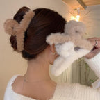 SEVEN LUCKY LIGHT Hair Clip, 7 Pcs 4.5" Fuzzy Claw Clips for Thick Hair, Cute Fuzzy Clip for Women Girls, Soft Hair Clips
