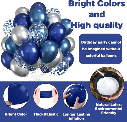 Navy Blue and Silver Balloons for Graduation Decorations | 12-inch metallic - Image 9