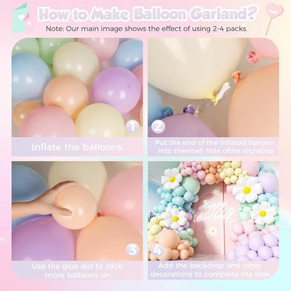 453Pcs Pastel Balloon Arch Kit, 7 Macaron Assorted Colors Balloon Garland Kit - Image 3