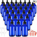 Dandat 50 Pack 4 oz Glass Dropper Bottles Leakproof 120 ml Glass Tincture Bottles with Eye Droppers, 4 Funnels, 54 Labels for Essential Oil Perfumes Hair Oil(Blue)
