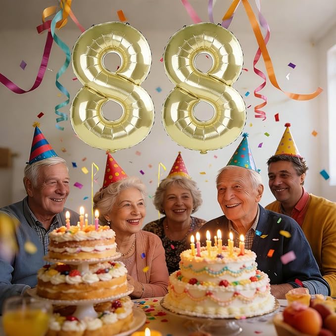 40 Inch Number 88 Balloons for 88th Birthday Party Decorations, 0-100 Champagne - Image 2