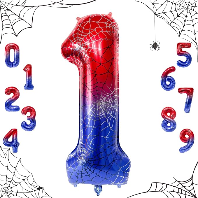 40 Inch Spider Number 1 Foil Balloons by TNCDJKPA