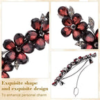 Joez Wonderful Rhinestone Hair Clips, Bridal Hair Accessories for Women, Sparkly Crystal Hair Pins, Fancy Hair Barrettes for Wedding, Bride, Long Hair (Red Flower, 1 Pcs)