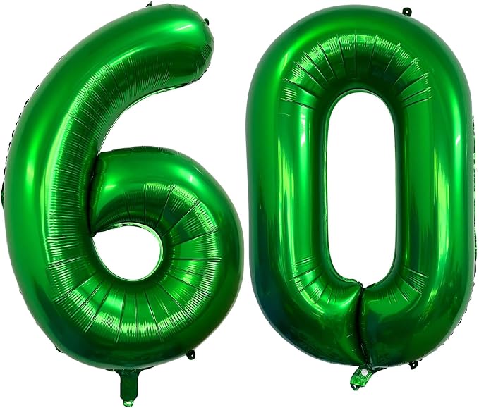 Number 60 Dark Green Balloons 40 Inch Giant Green 60 Numer Foil Helium Balloons by LHOAVWE