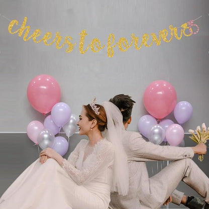 Cheers To Forever Banner for Gold Gliter Engagement/Wedding Banner/Bridal - Image 3