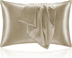BEDELITE Satin Pillowcase for Hair and Skin, Super Soft and Cooling Similar to Silk Pillow Cases 2 Pack with Envelope Closure, Gift for Women Men(20"x26" Standard Size, Taupe)
