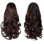 Ponytail Extension, Clip on Ponytails for Women, 12" Claw Clip in Short Curly Wavy Pony Hair Extension for Women - Brunette