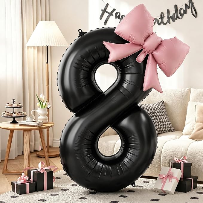 40 Inch Black Number 8 Balloons by KYGNE