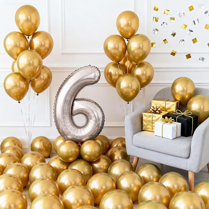 LOLStar Metallic Gold Balloons, 12 inch Latex Round Balloon | Birthday - Image 9