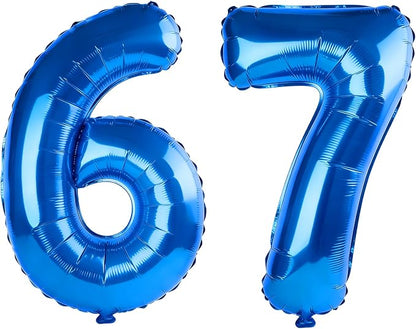 40 Inch Number 67 Balloons for 67th Birthday Party Decorations, 0-100 Dark Blue by FOBELEC
