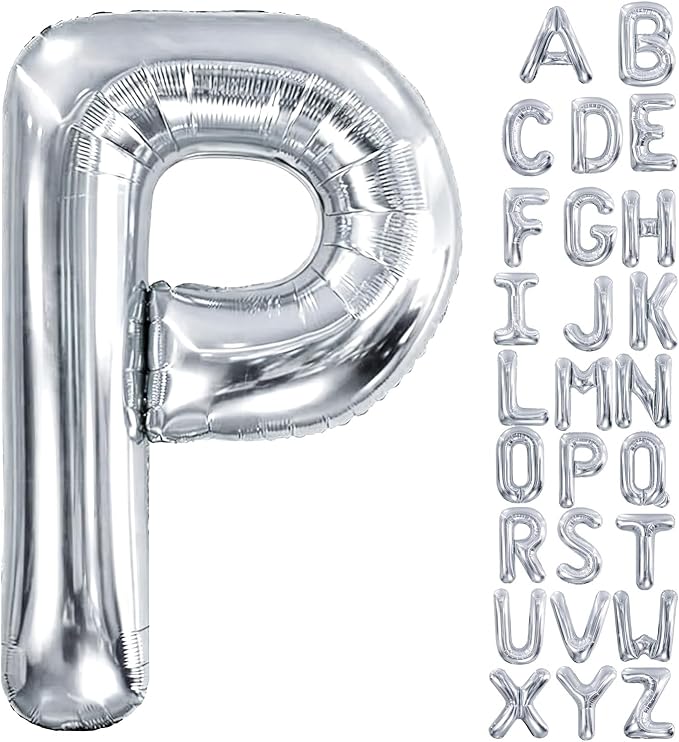 40 Inch Silver Letter Balloon, Large Foil Alphabet Balloons Birthday by Aeniaza