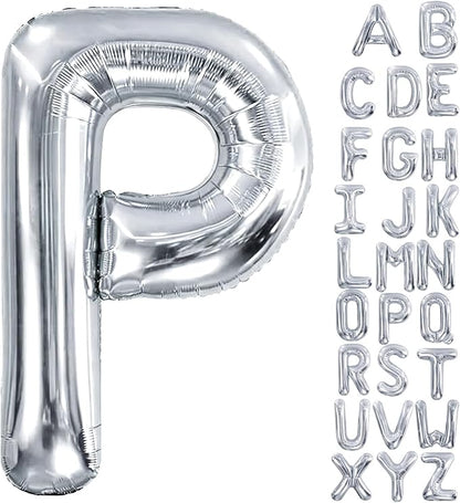 40 Inch Silver Letter Balloon, Large Foil Alphabet Balloons Birthday by Aeniaza