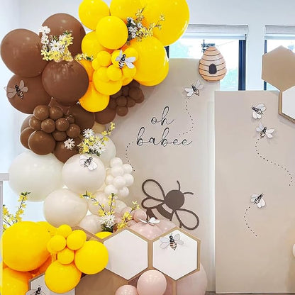 Yellow Brown White Balloon Garland Arch Kit - Image 7