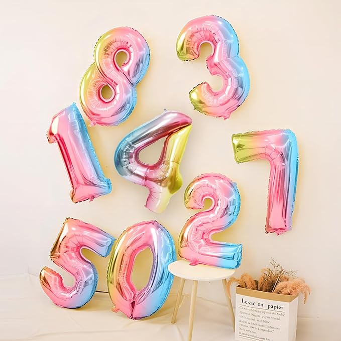 40 Inch Giant Rainbow Number 4 Balloons, Birthday Balloons, Helium Mylar Foil - Image 5