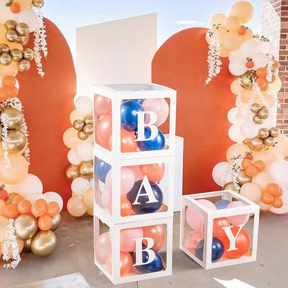 Voircoloria Baby Boxes with Letters and Navy and Rose Balloons, 4 Pack | - Image 4