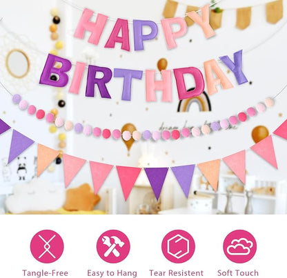 CANREVEL 3 PCS Pre-Strung 3D Happy Birthday Banner Decorations, Happy Birthday - Image 4