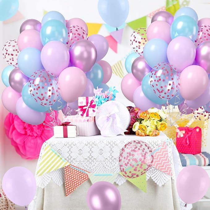 Pastel Pink Blue Purple Balloons - Image 3