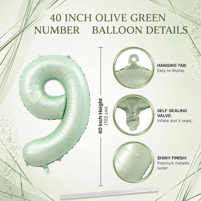Olive Green Number 19 Balloon 40 Inch, Backdrop - Image 4